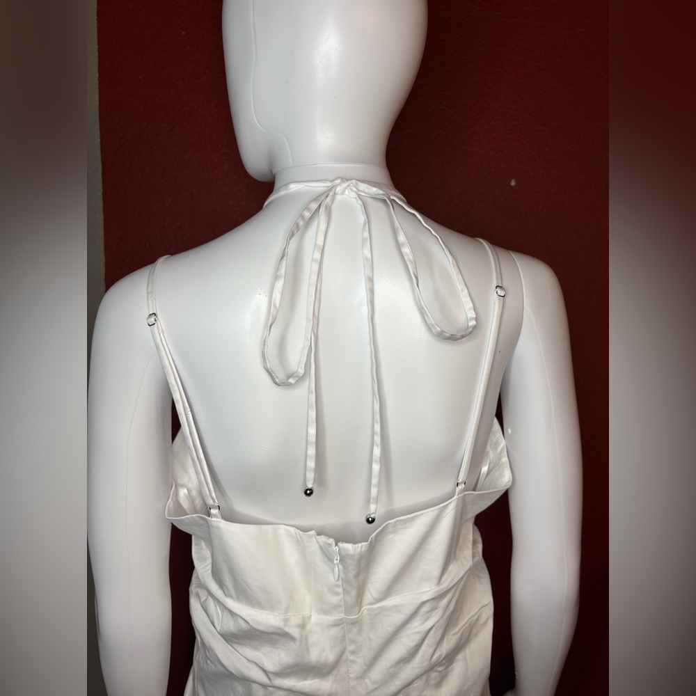 NWT VERONICA BEARD- Fitz White Golden Sand Halter Dress. Size 12 - Picture 6 of 13
